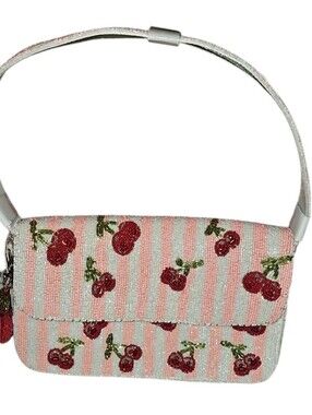 NWT Cherry Beaded Purse with cherry keychain made in India